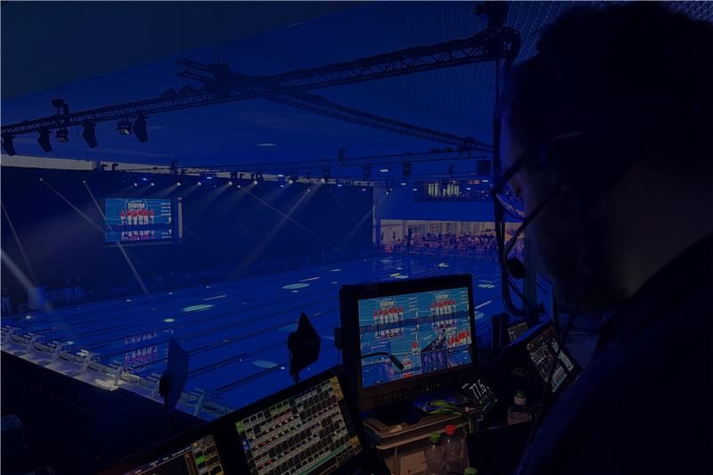 live video directing and multi-camera production for swimming competition in Lausanne