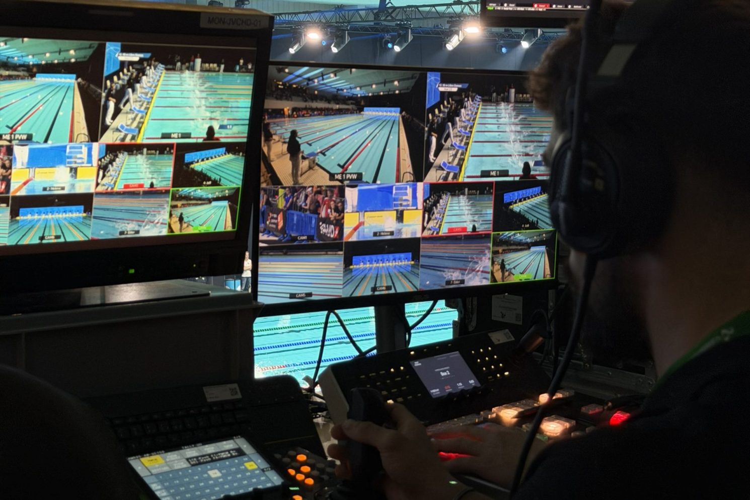 live video directing and multi-camera production control for SwimCup Lausanne sports event